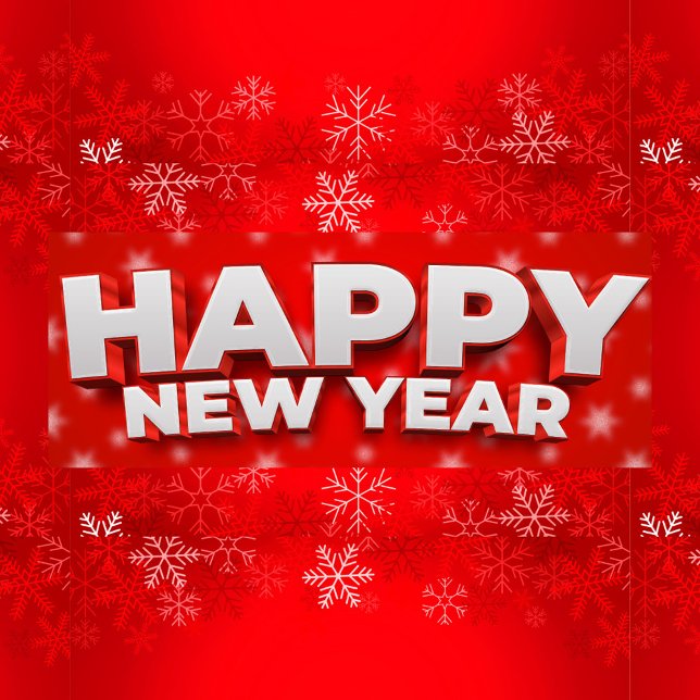 Happy New Year Ornament Aus Metall (Happy New Year in a white Font!)