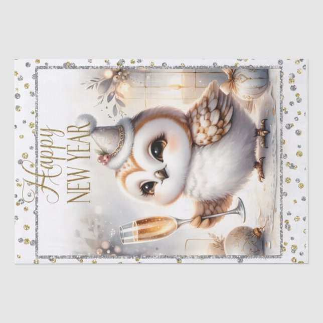 Happy New Year Owl Seidenpapier (Vorderseite)