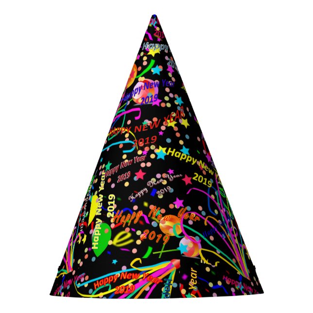 Happy New Year Paper Party Hat Partyhütchen (Vorderseite)