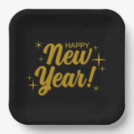 Happy New Year Paper Plates Pappteller