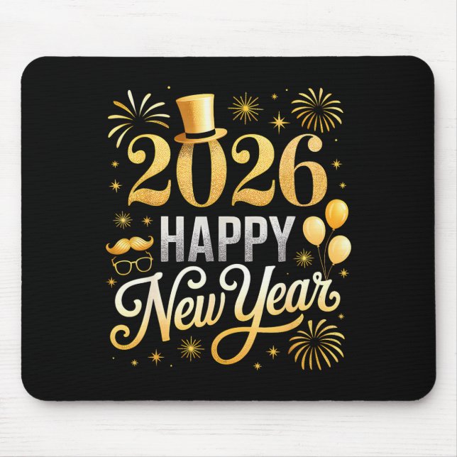Happy New Year Party 2026 Ballon Family Matching C Mousepad (Vorne)
