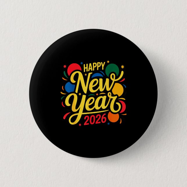 Happy New Year Party 2026 Ballon Family Matching M Button (Vorderseite)