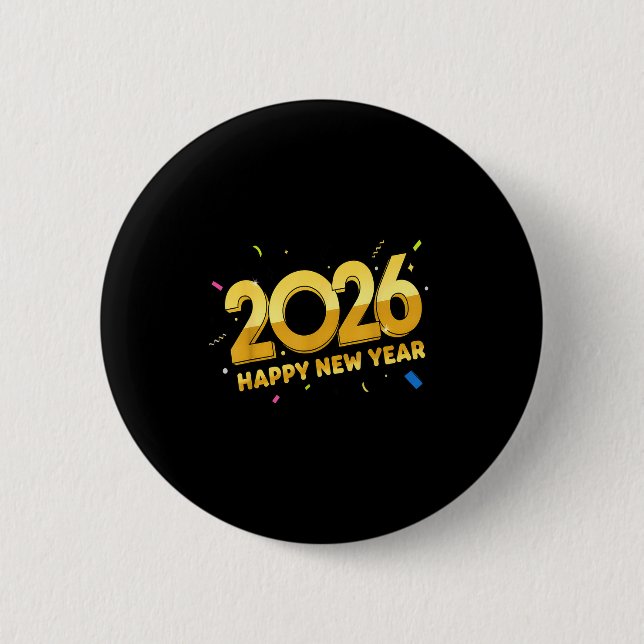 Happy New Year Party 2026 Ballon Family Matching M Button (Vorderseite)