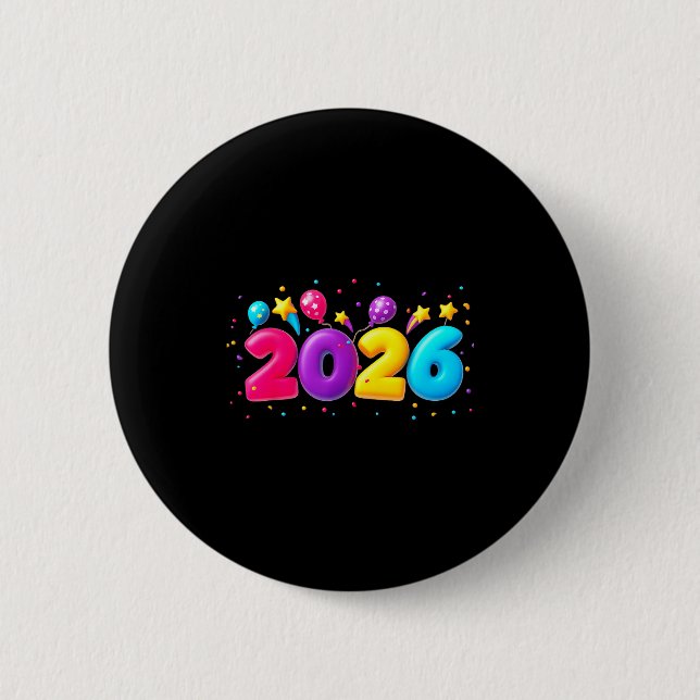 Happy New Year Party 2026 Ballon Family Matching M Button (Vorderseite)