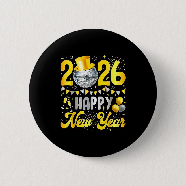Happy New Year Party 2026 Balloon Family Matching  Button (Vorderseite)