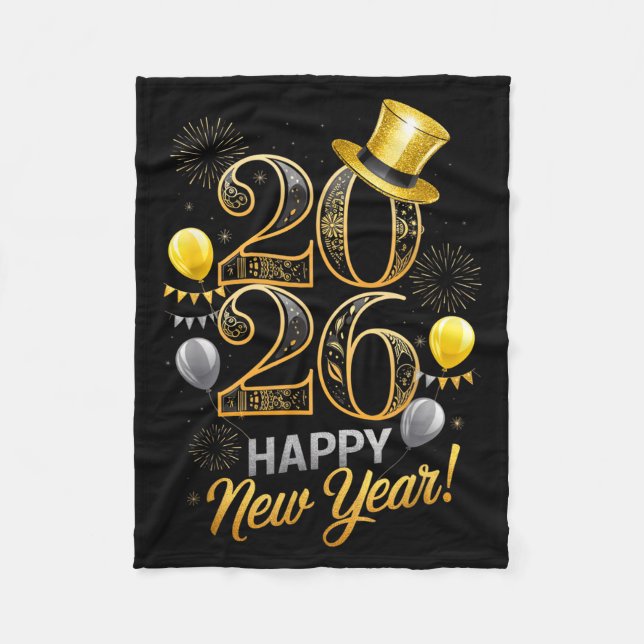 Happy New Year Party 2026 Family Matching Balloon  Fleecedecke (Vorderseite)