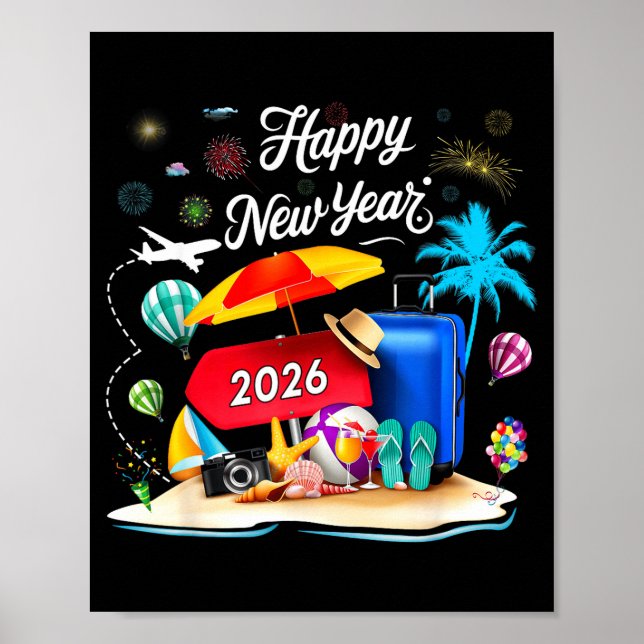 Happy New Year Party 2026 Family Matching Vacation Poster (Vorne)