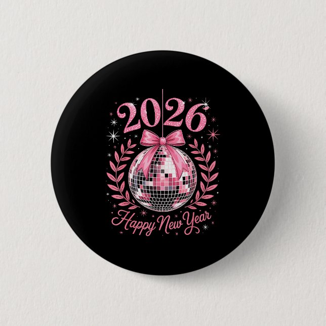 Happy New Year Party 2026 Funny Balloon Family Mat Button (Vorderseite)