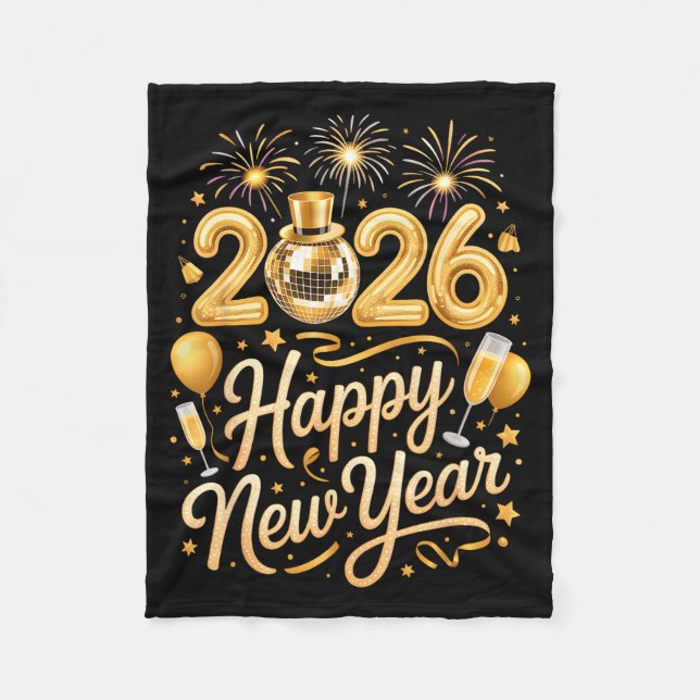 Happy New Year Party 2026 Funny Balloon Family Mat Fleecedecke (Vorderseite)
