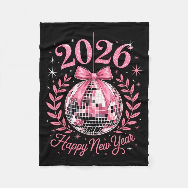 Happy New Year Party 2026 Funny Balloon Family Mat Fleecedecke (Vorderseite)