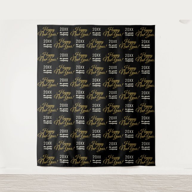 Happy New Year Party Backdrop Schritt und Wiederho Wandteppich (Vorderseite)