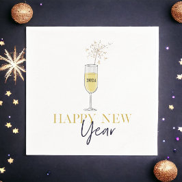 Happy New Year Party Champagne Sparkler Jahr Serviette