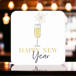 Happy New Year Party Champagne Sparkler Rechteckiger Pappuntersetzer