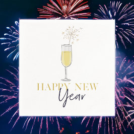 Happy New Year Party Champagne Sparkler Serviette