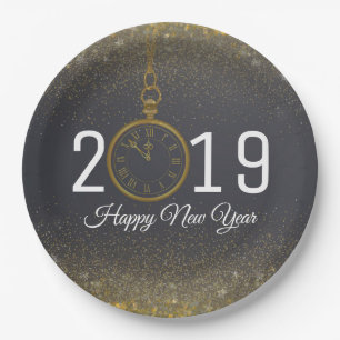 Happy New Year Party Confetti Clock Pappteller