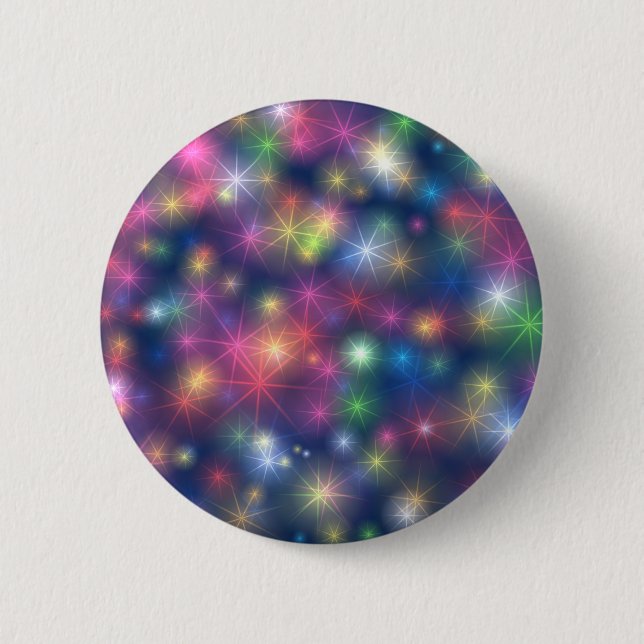 Happy New Year Party Glitzer Stars Button (Vorderseite)