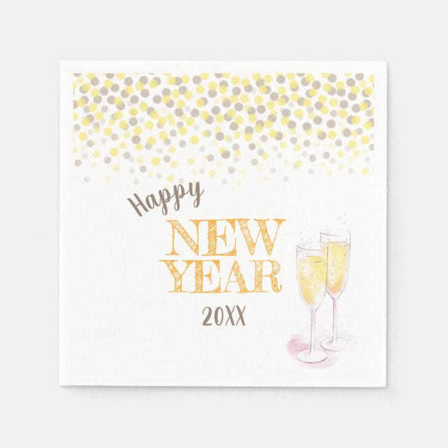 Happy New Year Party Golden Champagne Serviette (Vorderseite)