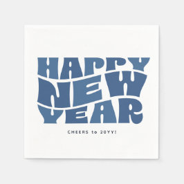 Happy New Year Party Spaß trendy Retro Blau Serviette