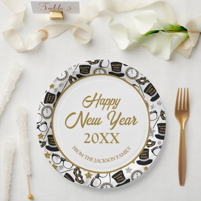 Happy New Year Personalisiert Pappteller (Hochzeit)