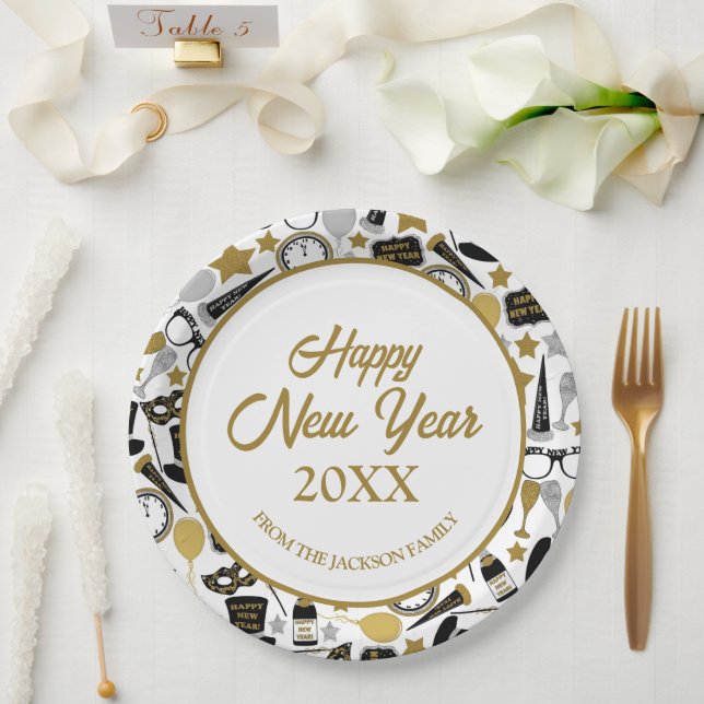 Happy New Year Personalisiert Pappteller (Hochzeit)