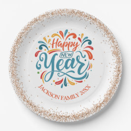 Happy New Year Personalisiert Pappteller