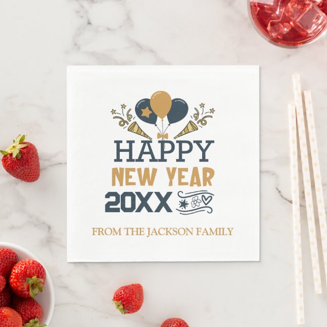 Happy New Year Personalisiert Serviette (Beispiel)
