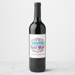 Happy New Year Personalisiert Weinetikett
