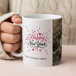 Happy New Year  Personalized Family Name Photo Mug