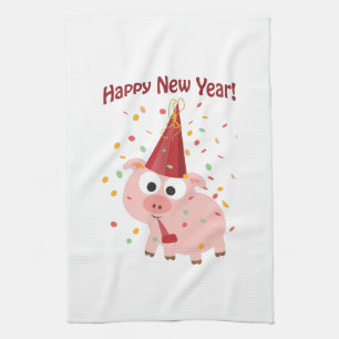 Happy New Year Pig Geschirrtuch