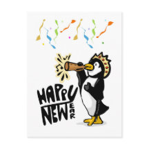 Happy New Year Pinguin Post Card