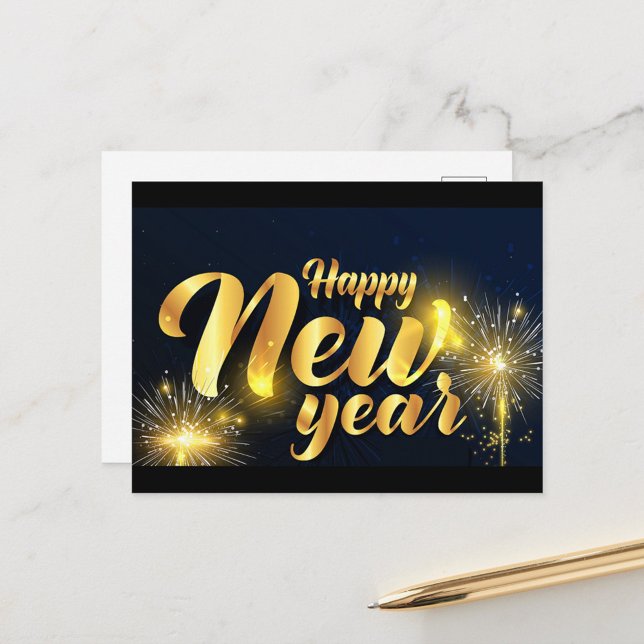 Happy New Year Postcard Postkarte (Holiday Season Postcard elegant typography!)