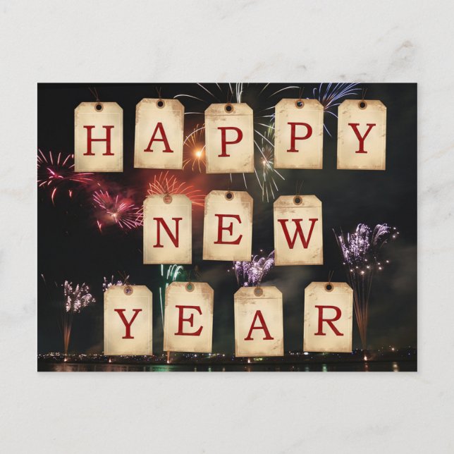 Happy New Year Postkarte (Vorderseite)