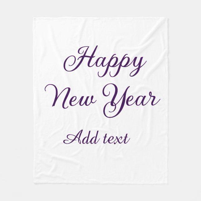 Happy new year purple calligraphy simple minimal  fleecedecke (Vorderseite)