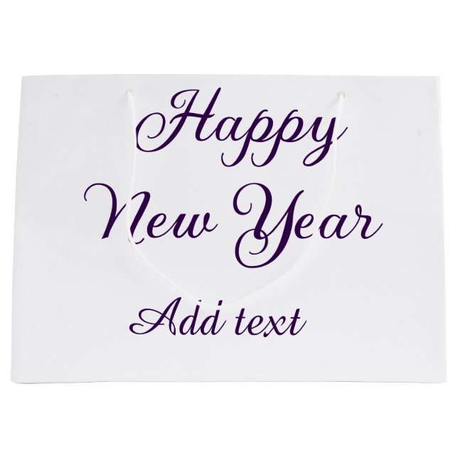 Happy new year purple calligraphy simple minimal  große geschenktüte (Vorderseite)