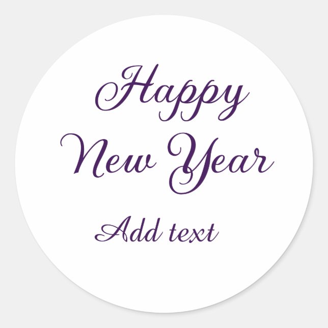 Happy new year purple calligraphy simple minimal  runder aufkleber (Vorderseite)