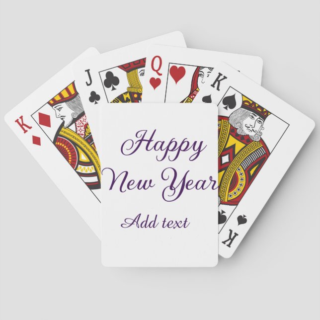 Happy new year purple calligraphy simple minimal  spielkarten (Rückseite)