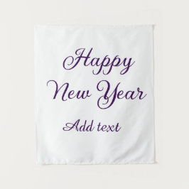Happy new year purple calligraphy simple minimal wandteppich