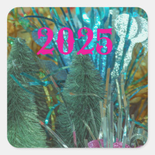 HAPPY New Year Quadrat Aufkleber mit blendenden Fa