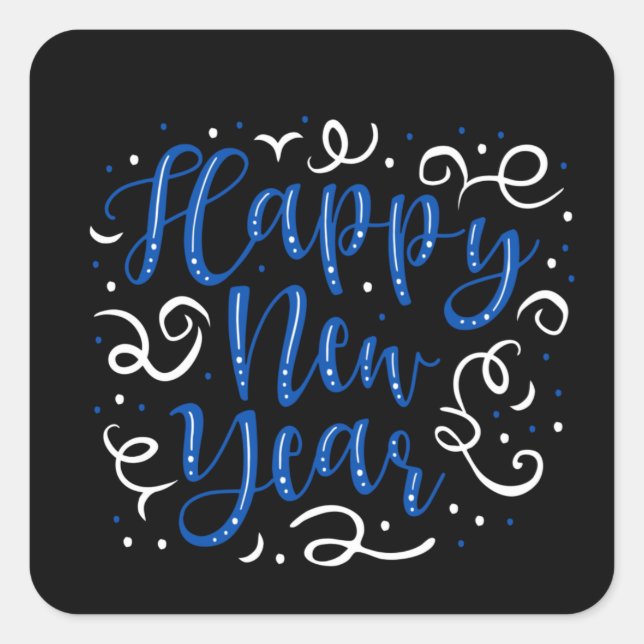 Happy New Year Quadratischer Aufkleber (Vorderseite)