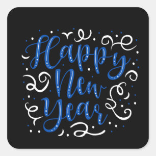 Happy New Year Quadratischer Aufkleber