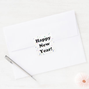 Happy New Year Quadratischer Aufkleber