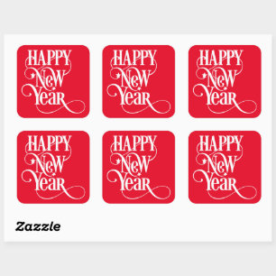 Happy New Year Quadratischer Aufkleber