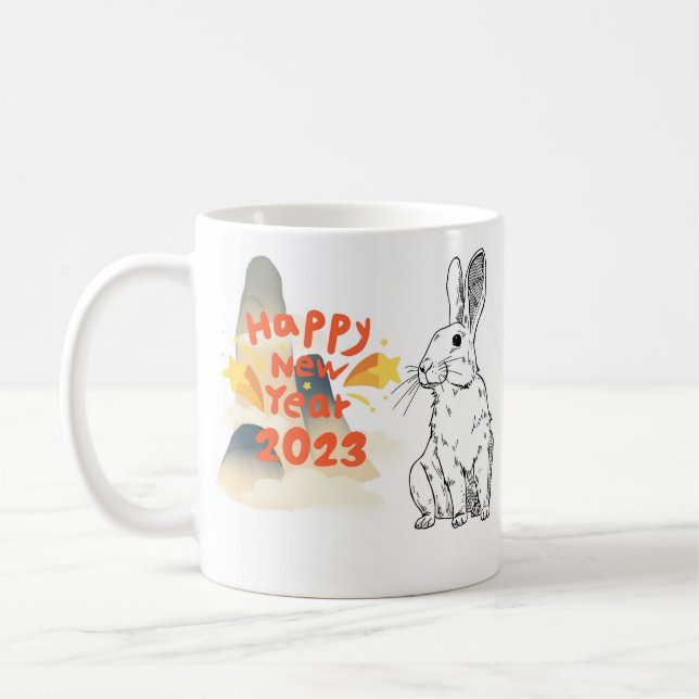 Happy new year rabbit , 2023 kaffeetasse (Links)