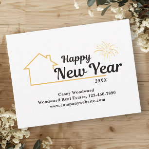 Happy New Year   Real Anwesen Mailers Minimalistis Feiertagspostkarte