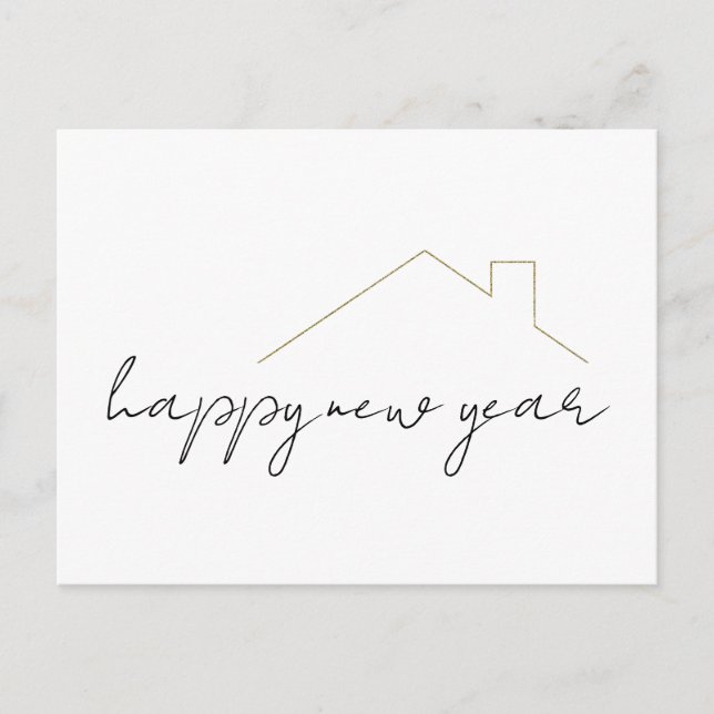 Happy New Year Real Anwesen Postkarte (Vorderseite)