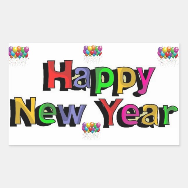 Happy New Year Rechteckiger Aufkleber (Vorderseite)