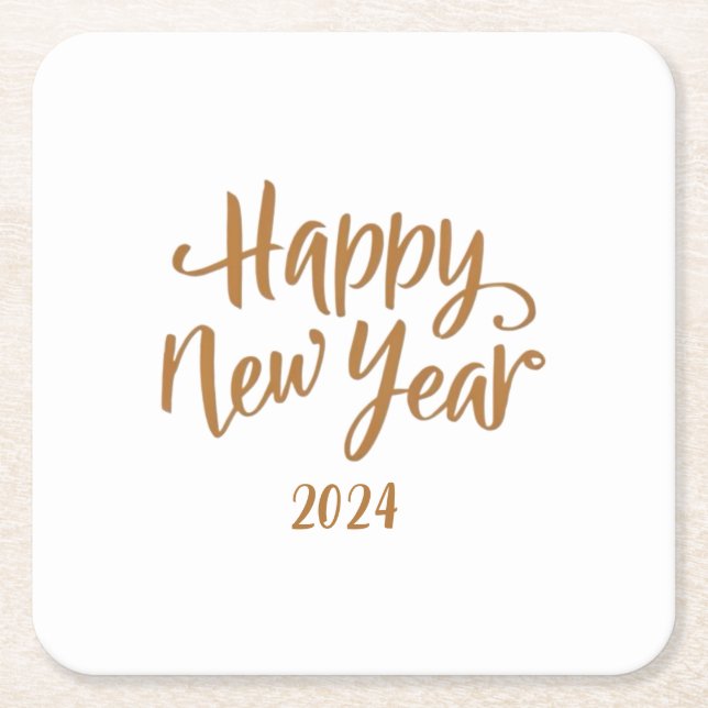 Happy New Year Rechteckiger Pappuntersetzer (Vorderseite)