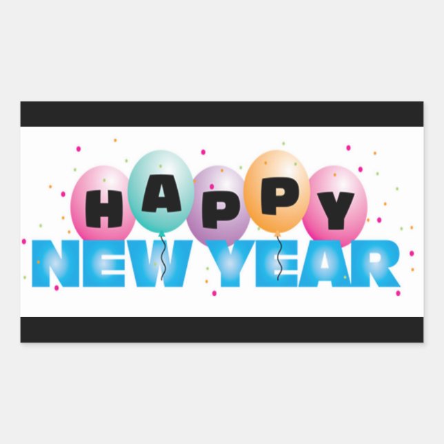Happy New Year Rectangle Stickers (Vorderseite)