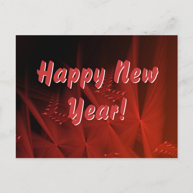 Happy New Year Red Gleem Abstraktes Fraktal Kunst Postkarte (Vorderseite)