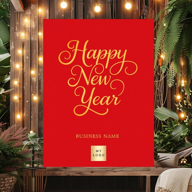 Happy New Year Red Gold Business Logo Poster (Von Creator hochgeladen)